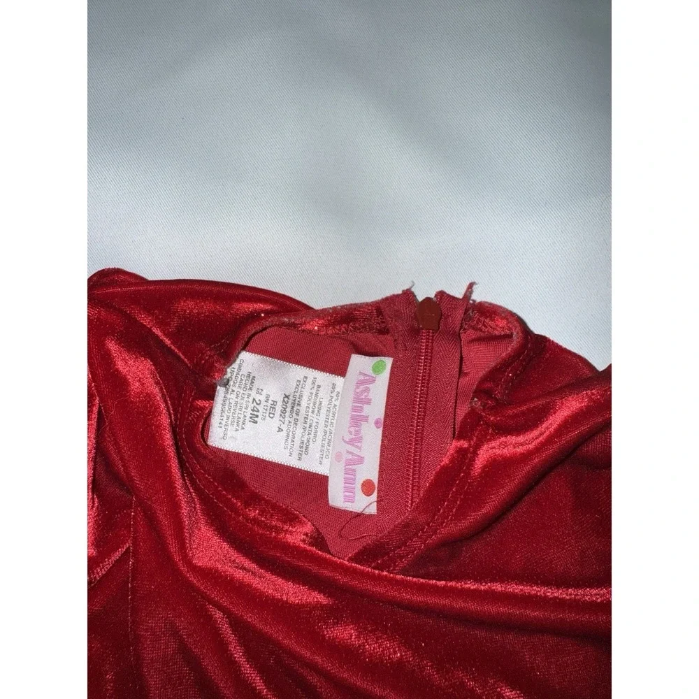 ASHLEY ANN holiday dress Girl's Size‎ 24 M Red Sparkle Faux Fur Trim